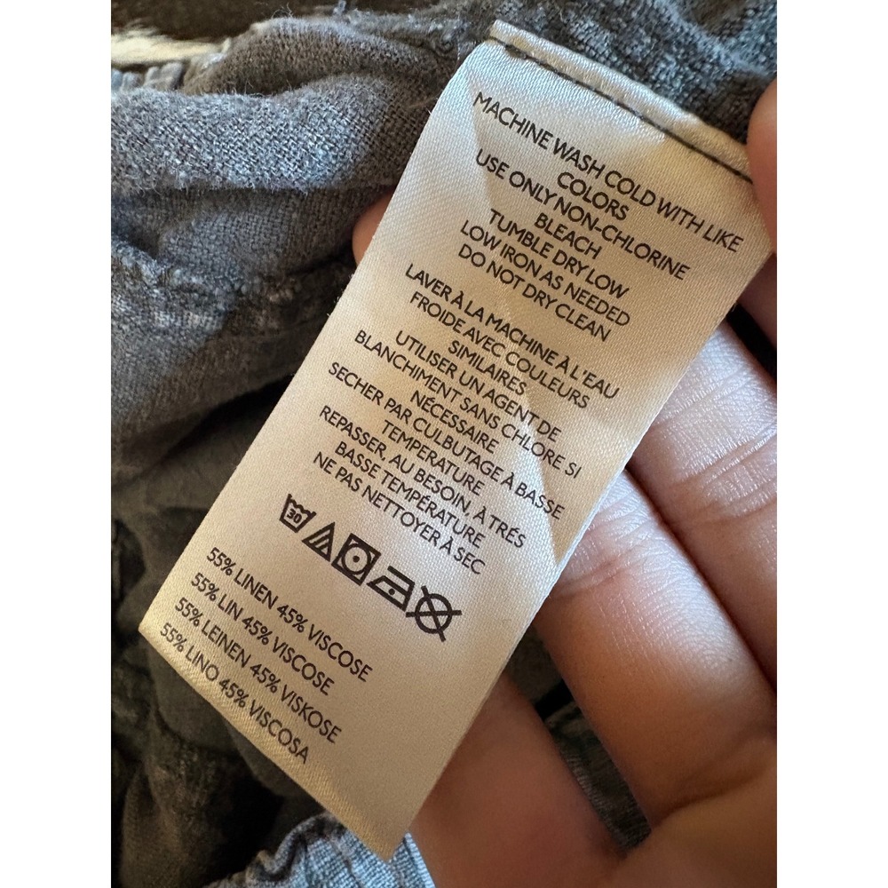 FREE PEOPLE High Road Pull On Linen Blend Barrel Pants Size Large Acid Wash - Picture 7 of 9